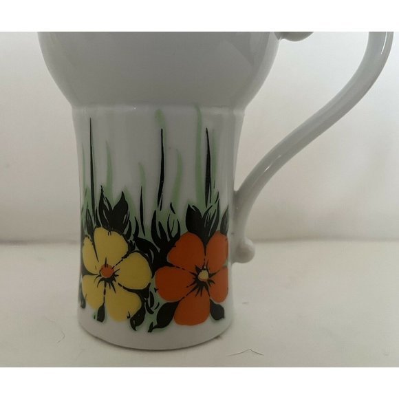 Vintage Tall Latte Mug With Orange and Yellow flowers‎ Fancy Handle Flower Power - Picture 5 of 11